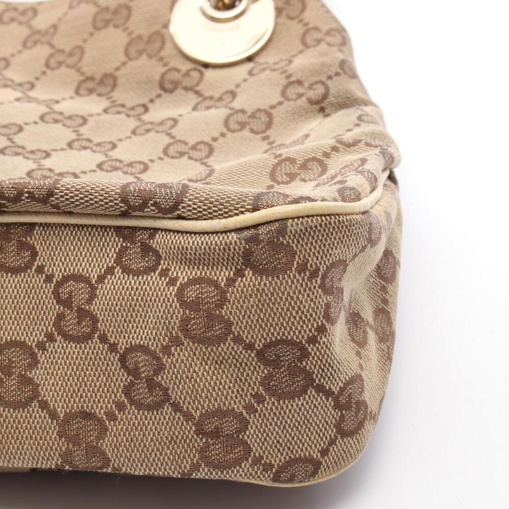 Gucci Ivory White GG Beige Leather Canvas Shoulder Bag White Tan - Picture 8 of 8